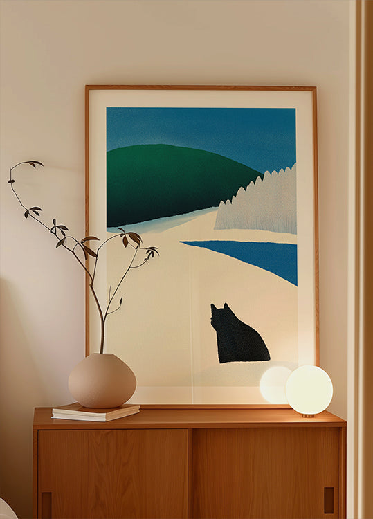 Musta kissa vaeltava juliste