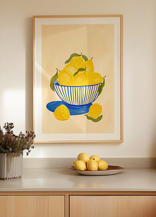 Bowl Of Vibrant Yellow Lemons Plakat