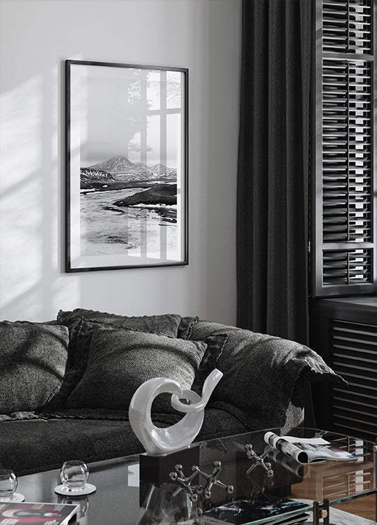 Frozen River Iceland b&w Juliste