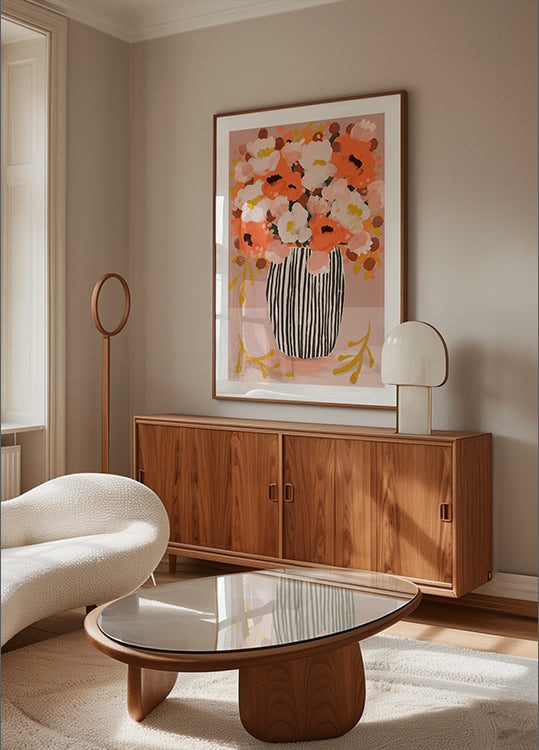 Raidallinen maljakko kukkii -juliste