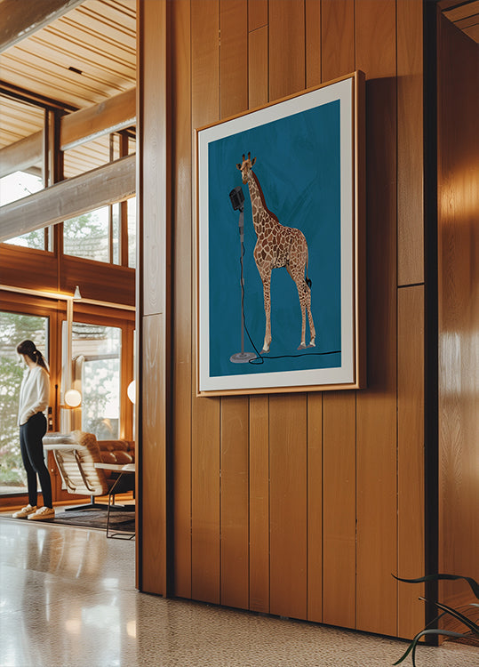 Kirahvi mikrofoni vaaleanpunainen 2 01 juliste