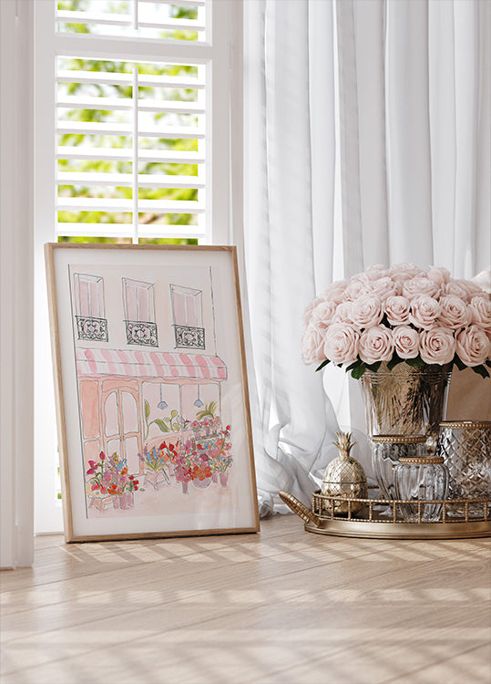 Vaaleanpunainen kukkakauppa