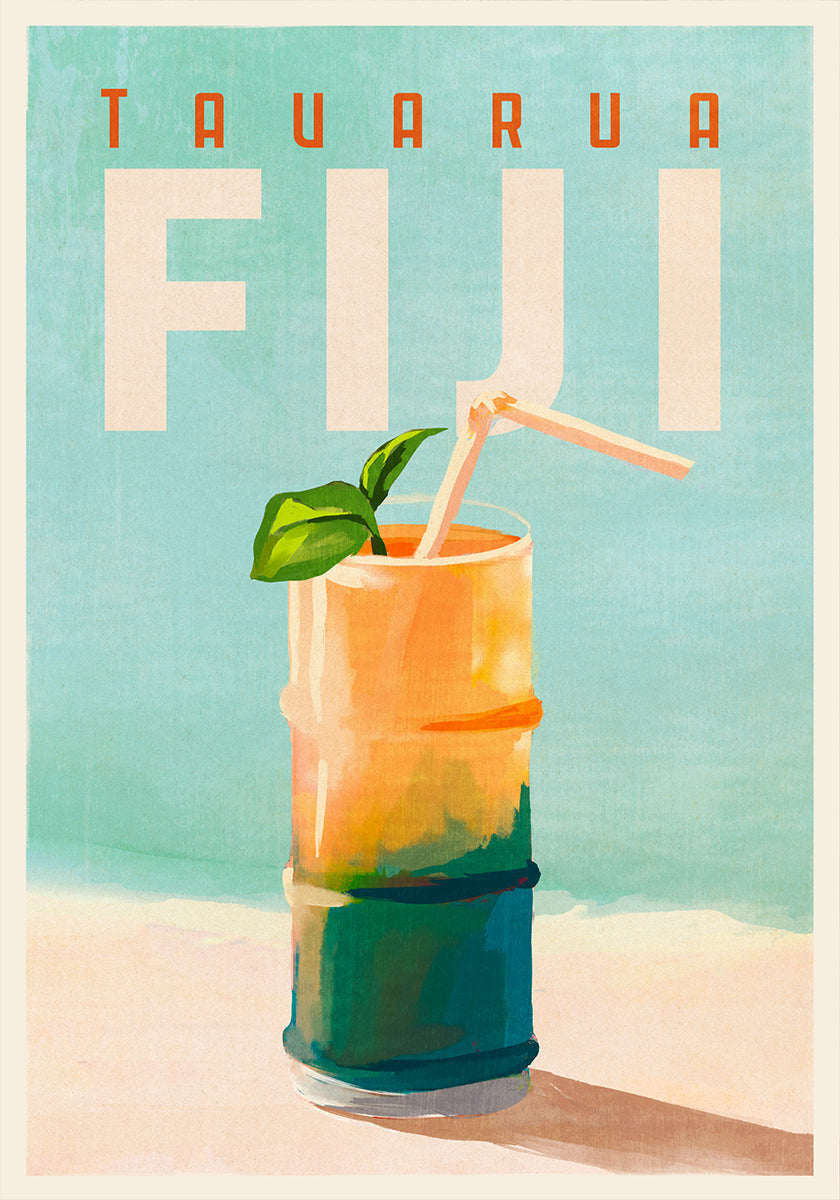 Tavarua Fiji Cocktail Travel Art -juliste