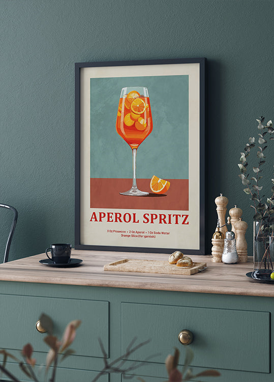 Aperol Spritz Cocktail Recipe Plakat - Posterbox.dk