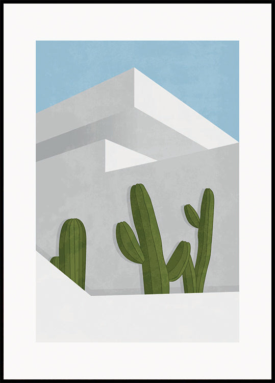 Cactus Shadows, Modern Desert Architecture Plakat - Posterbox