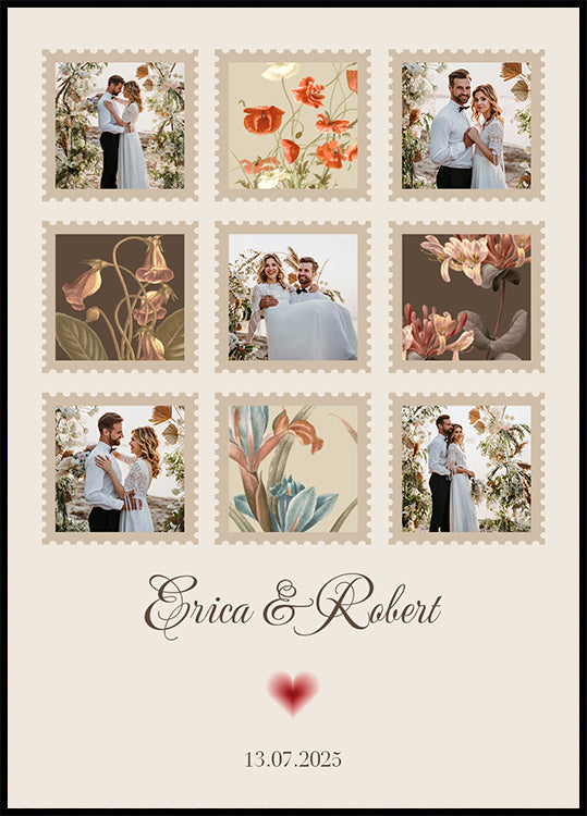 Elegant Wedding Photo Collage Personalized Plakat - Posterbox