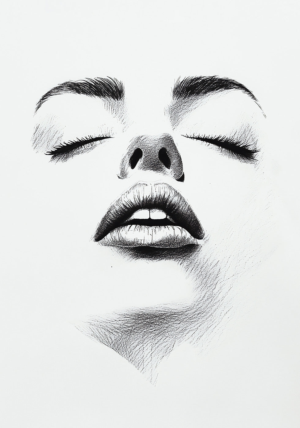 Female Face Fashion Drawing Plakat - Posterbox.dk