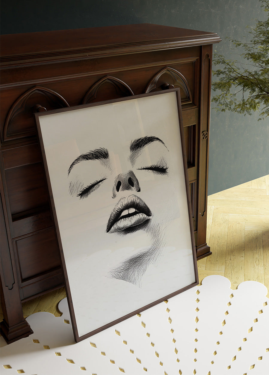 Female Face Fashion Drawing Plakat - Posterbox.dk