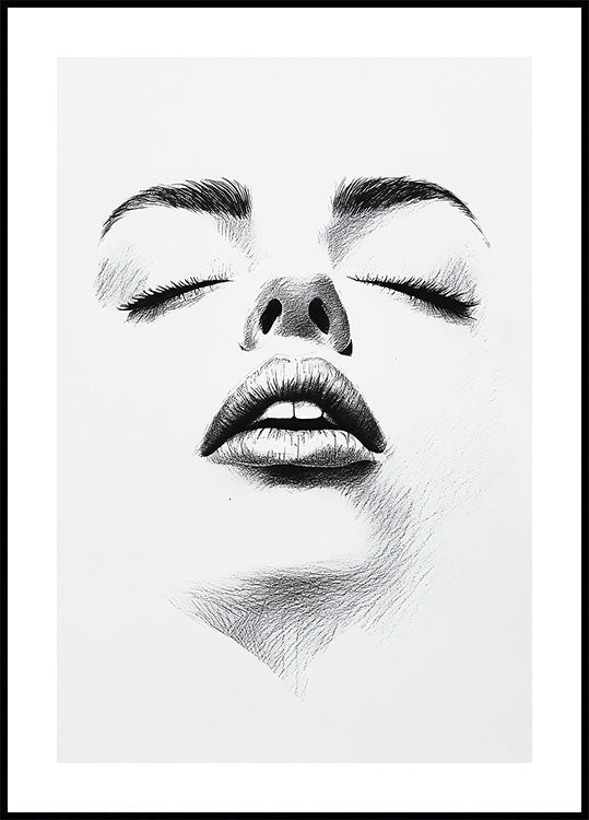 Female Face Fashion Drawing Plakat - Posterbox.dk