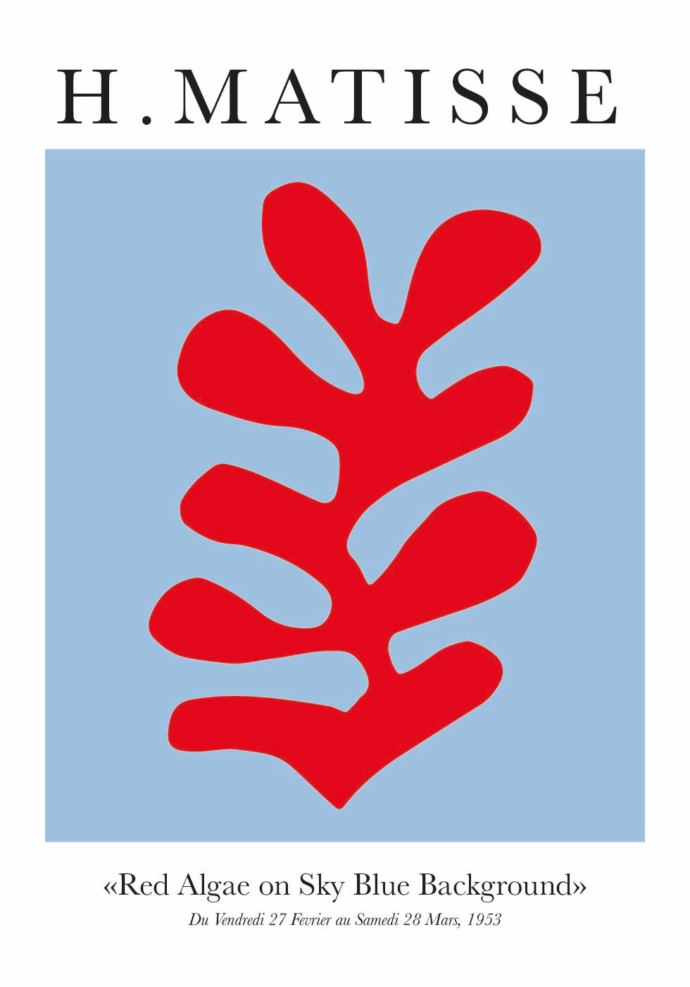 H.Matisse Red Algae on Sky Blue Background Plakat - Posterbox.dk