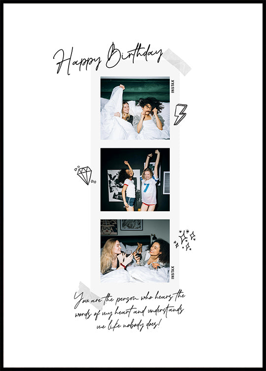 Happy Birthday Personalized Instax Collage Plakat - Posterbox
