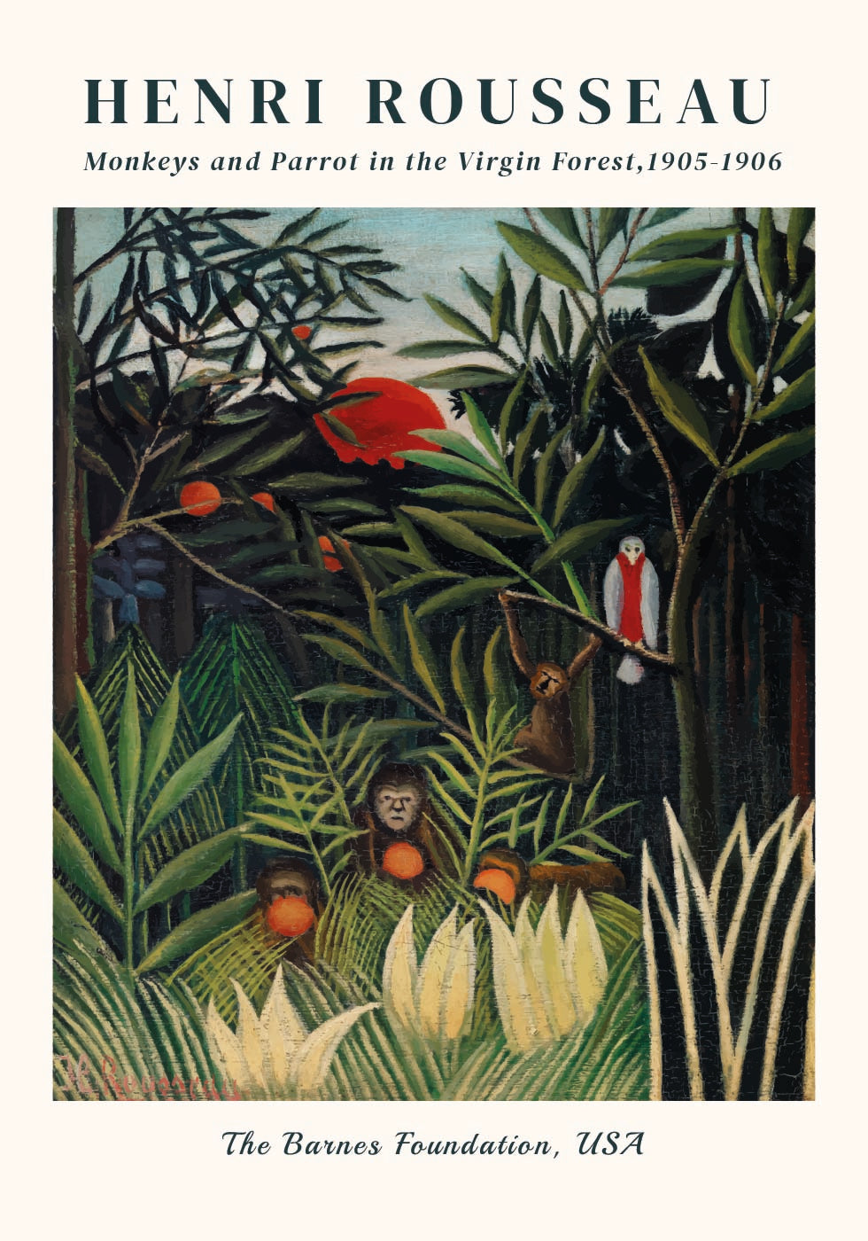Monkeys and Parrot in the Virgin Forest Plakat - Posterbox.dk