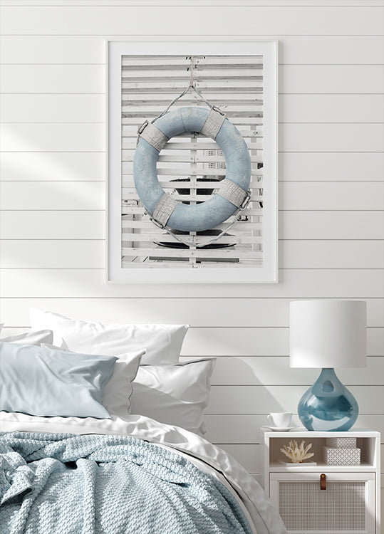 Retro Blue Lifebuoy Plakat - Posterbox.dk