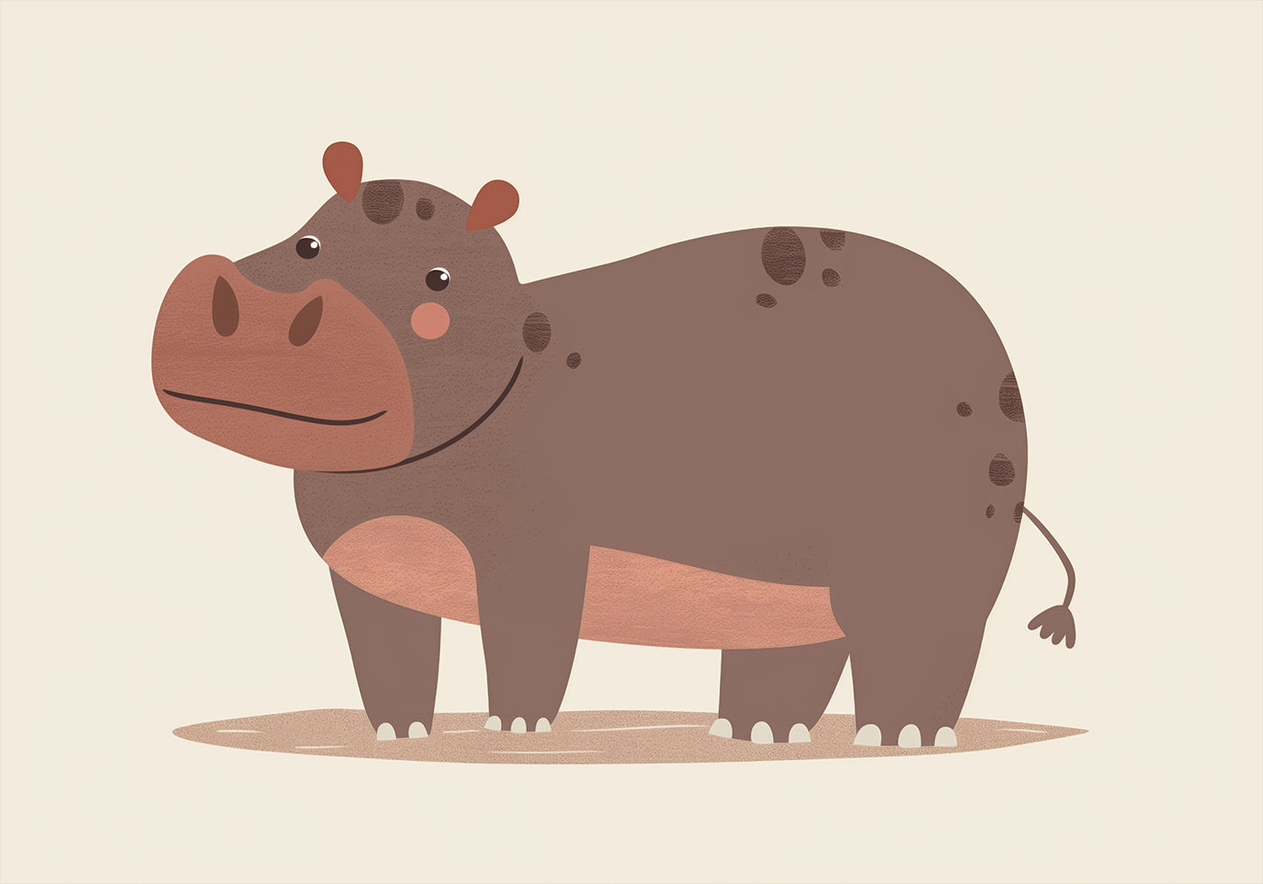 Smiling Brown Hippo In Mud Plakat - Posterbox.dk