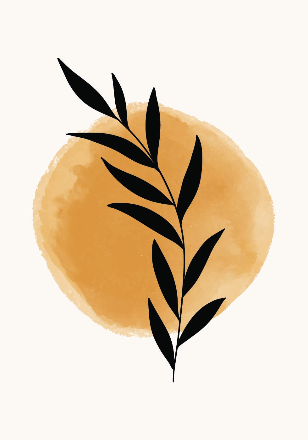 Sunrise Branch, Minimalist Botanical Sun Plakat - Posterbox.dk
