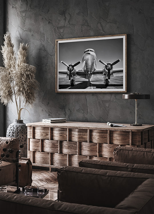 Vintage Airplane, Black and White Aviation Plakat - Posterbox.dk