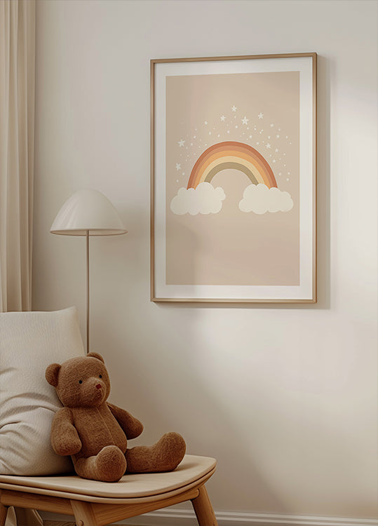 Warm Rainbow And Stars Plakat - Posterbox.dk