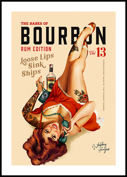Babes of Bourbon Vol 13 Rum Drinking Pinup Girl Art (NEW) - Posterbox