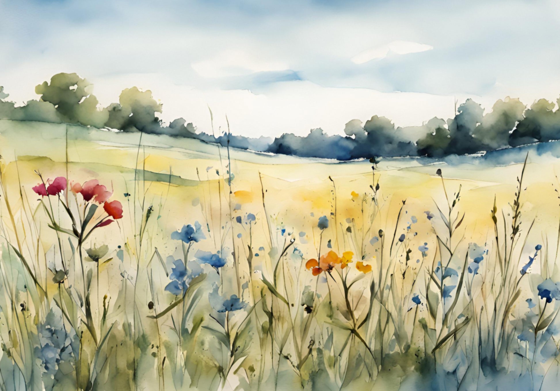 Wildflower Field akvarelli
