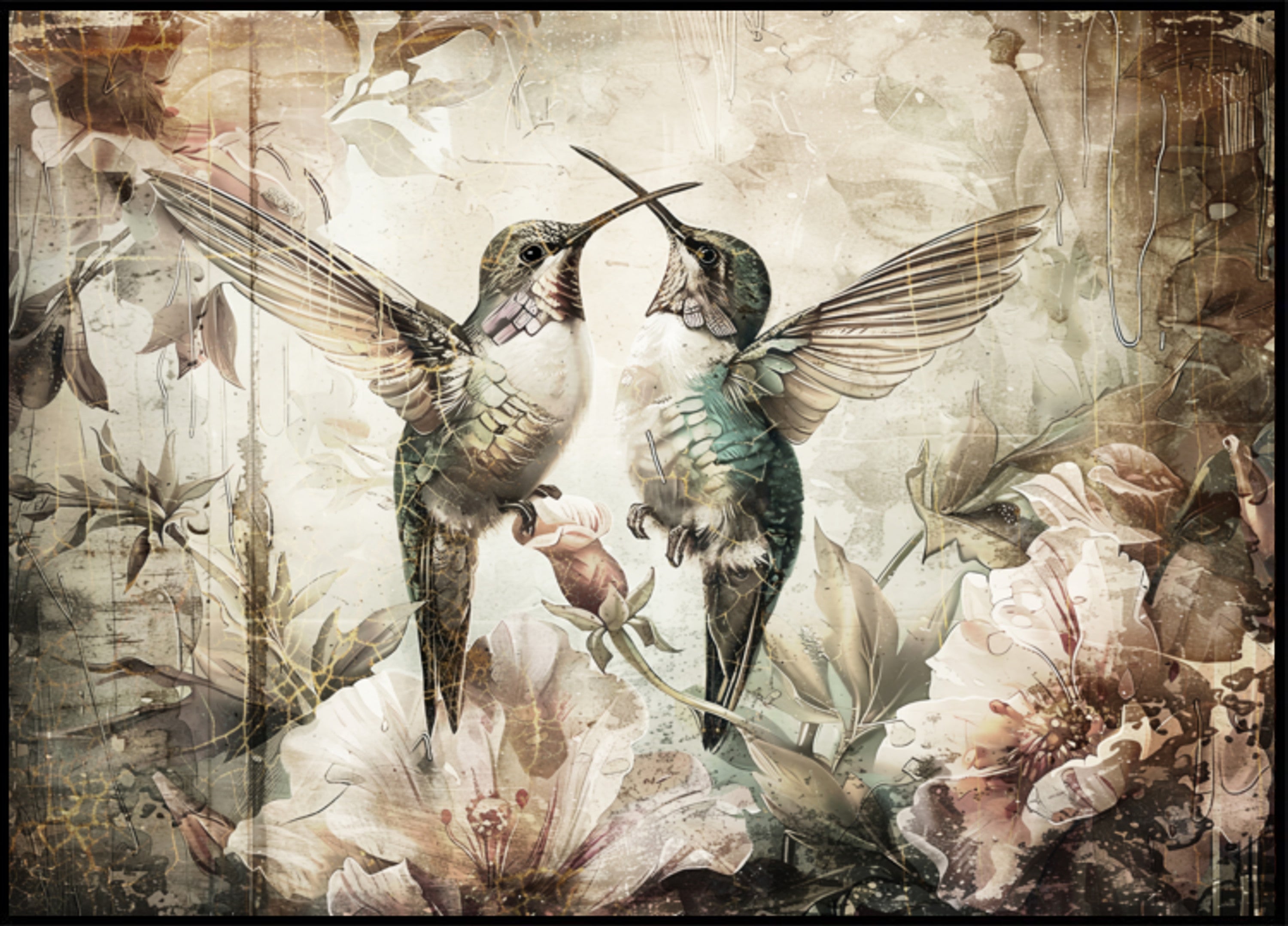 Romanttinen Hummingbird Embrace