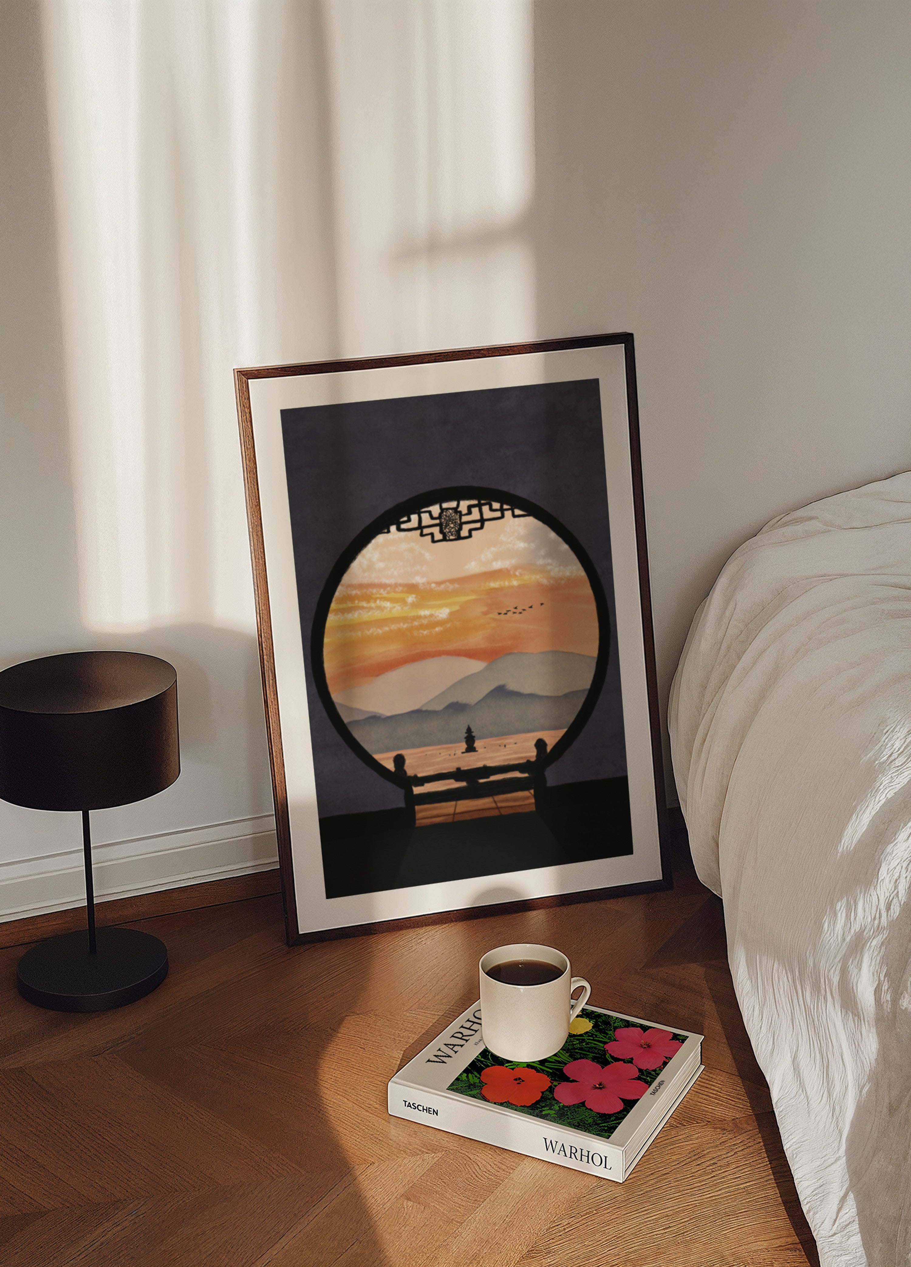 Aasian pagodi auringonlaskunäkymä