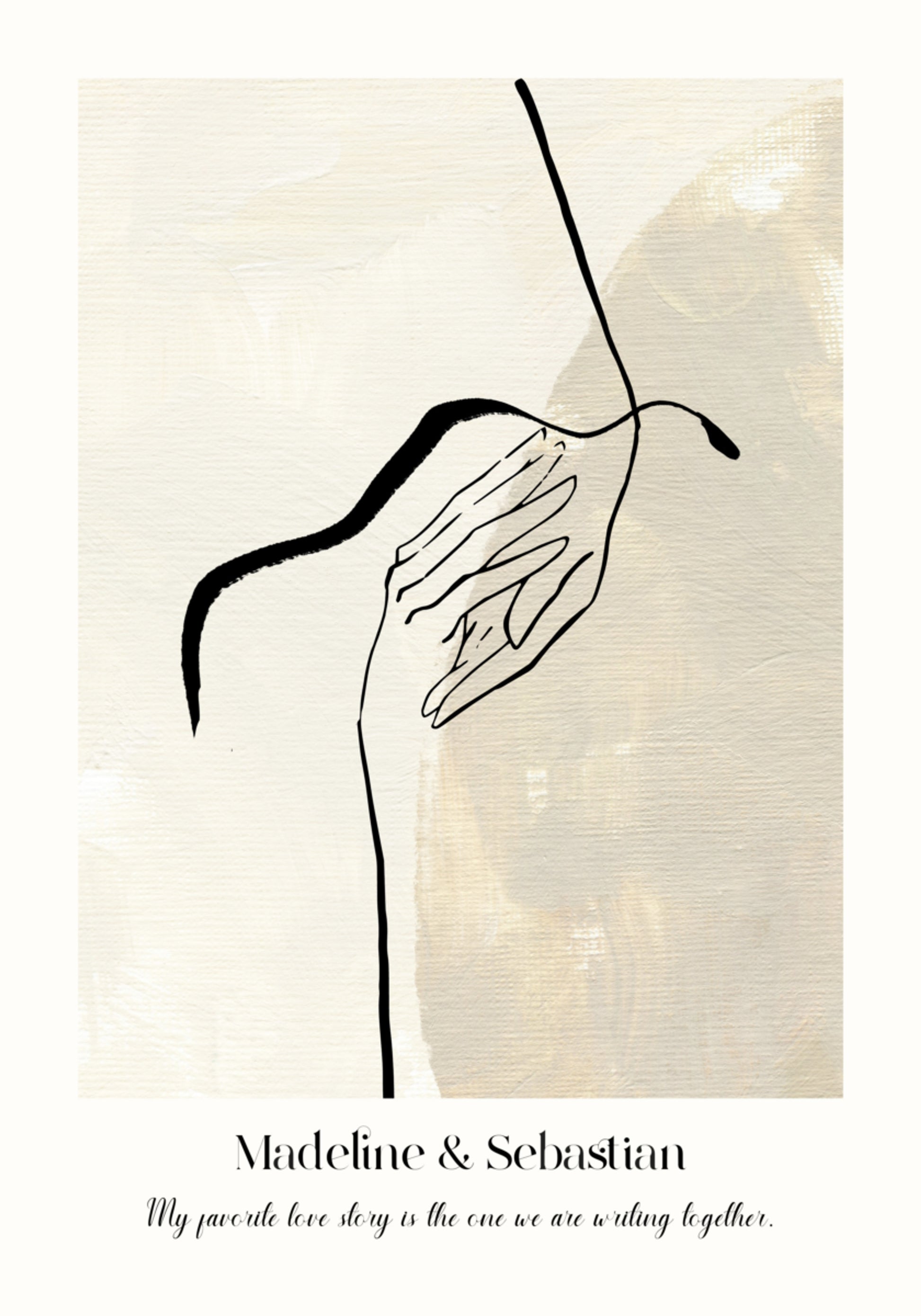 Minimalistinen abstrakti Love Line Art -juliste
