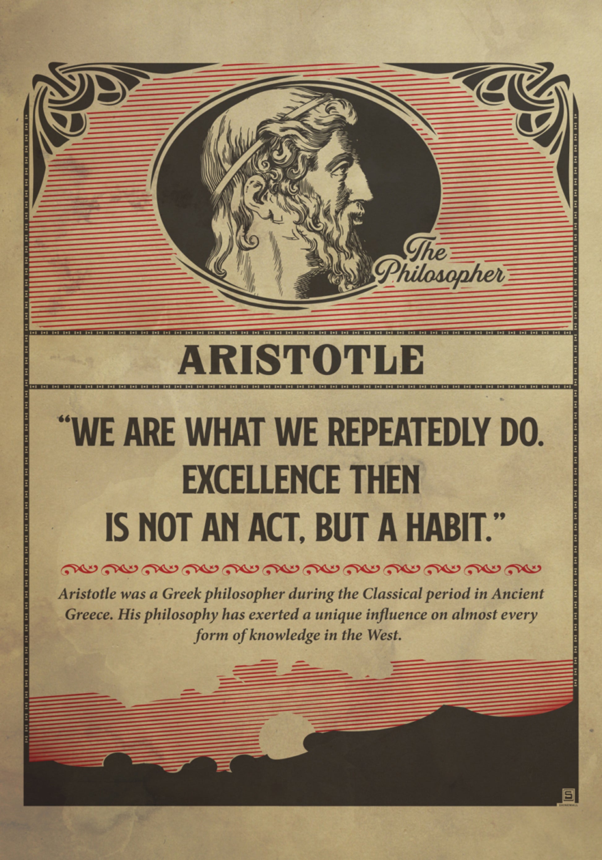 Vintage Aristoteleen lainaus