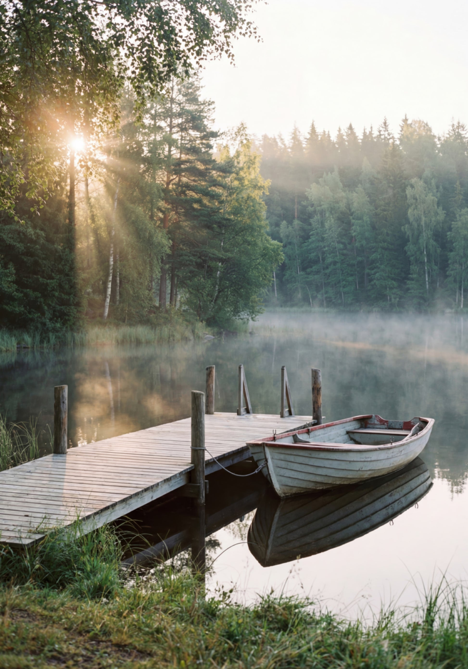 Misty Morning Lake -vene