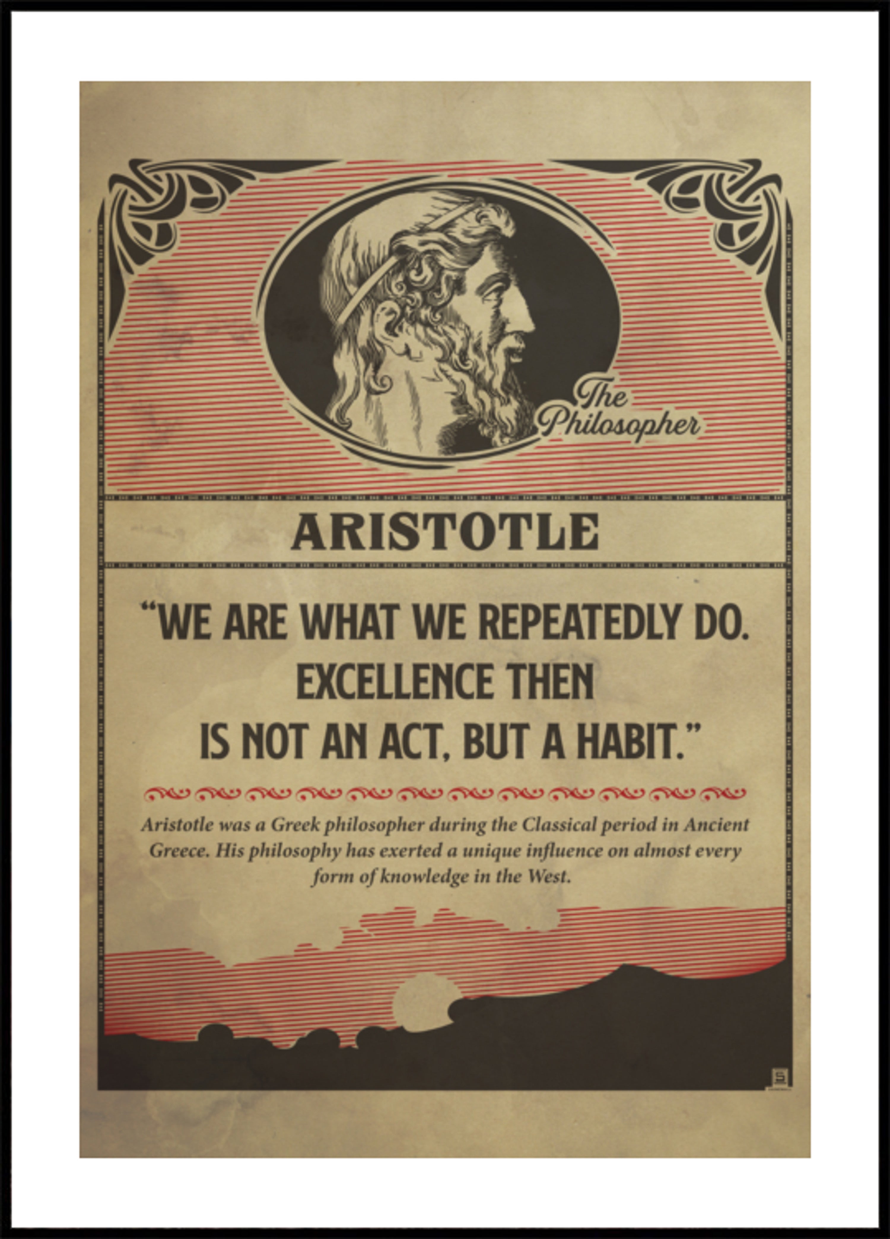 Vintage Aristoteleen lainaus