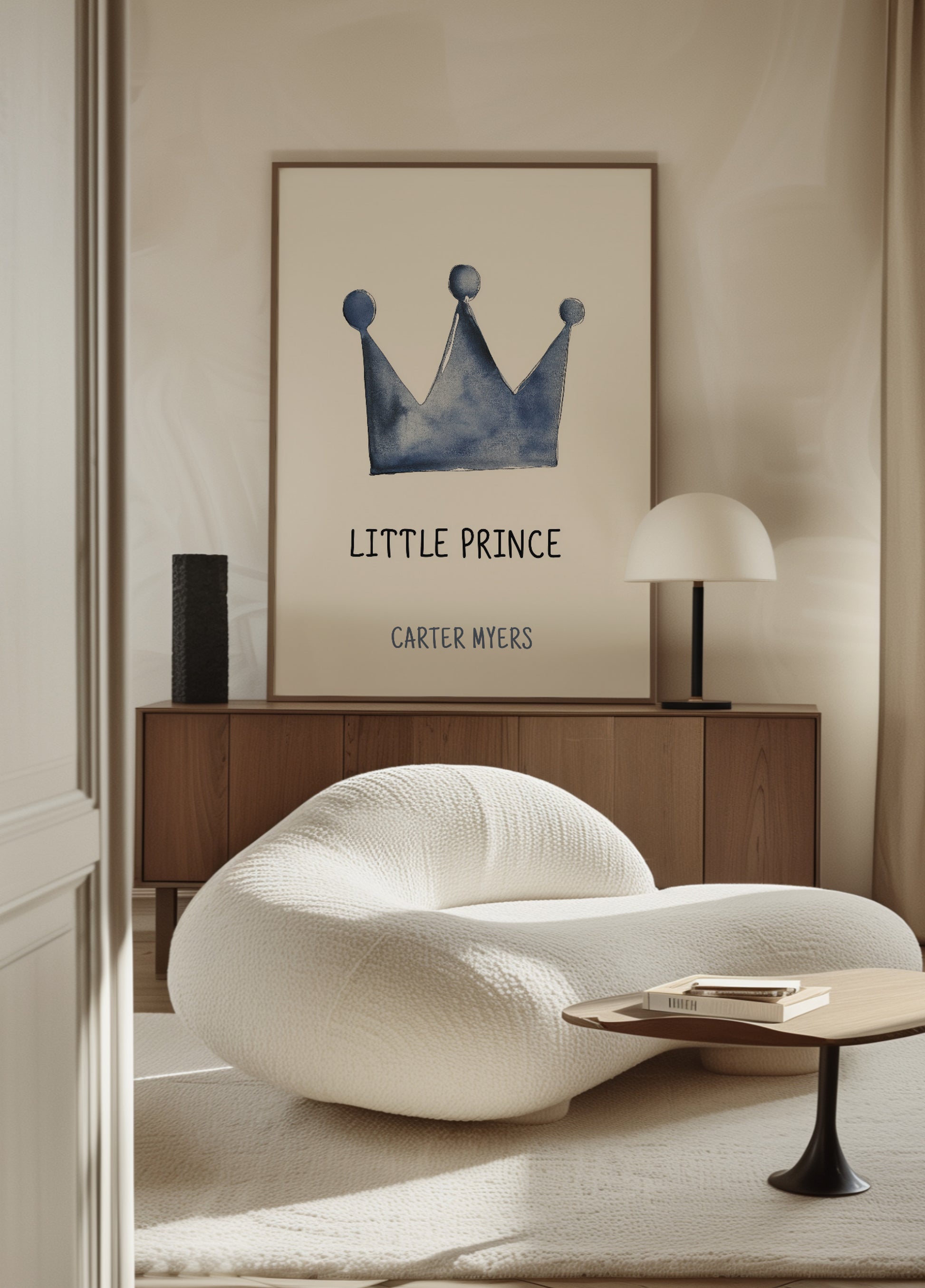 Minimalistinen Blue Crown Little Prince Wall Art