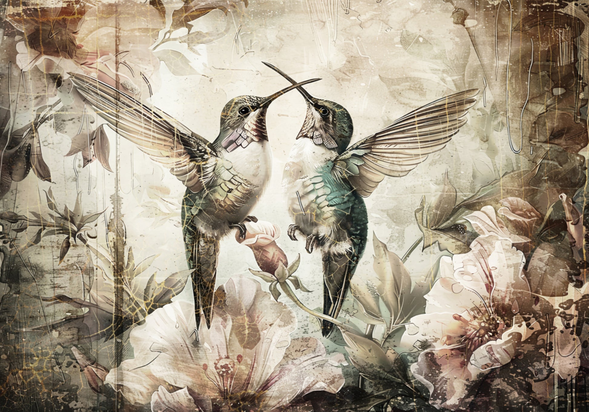 Romanttinen Hummingbird Embrace