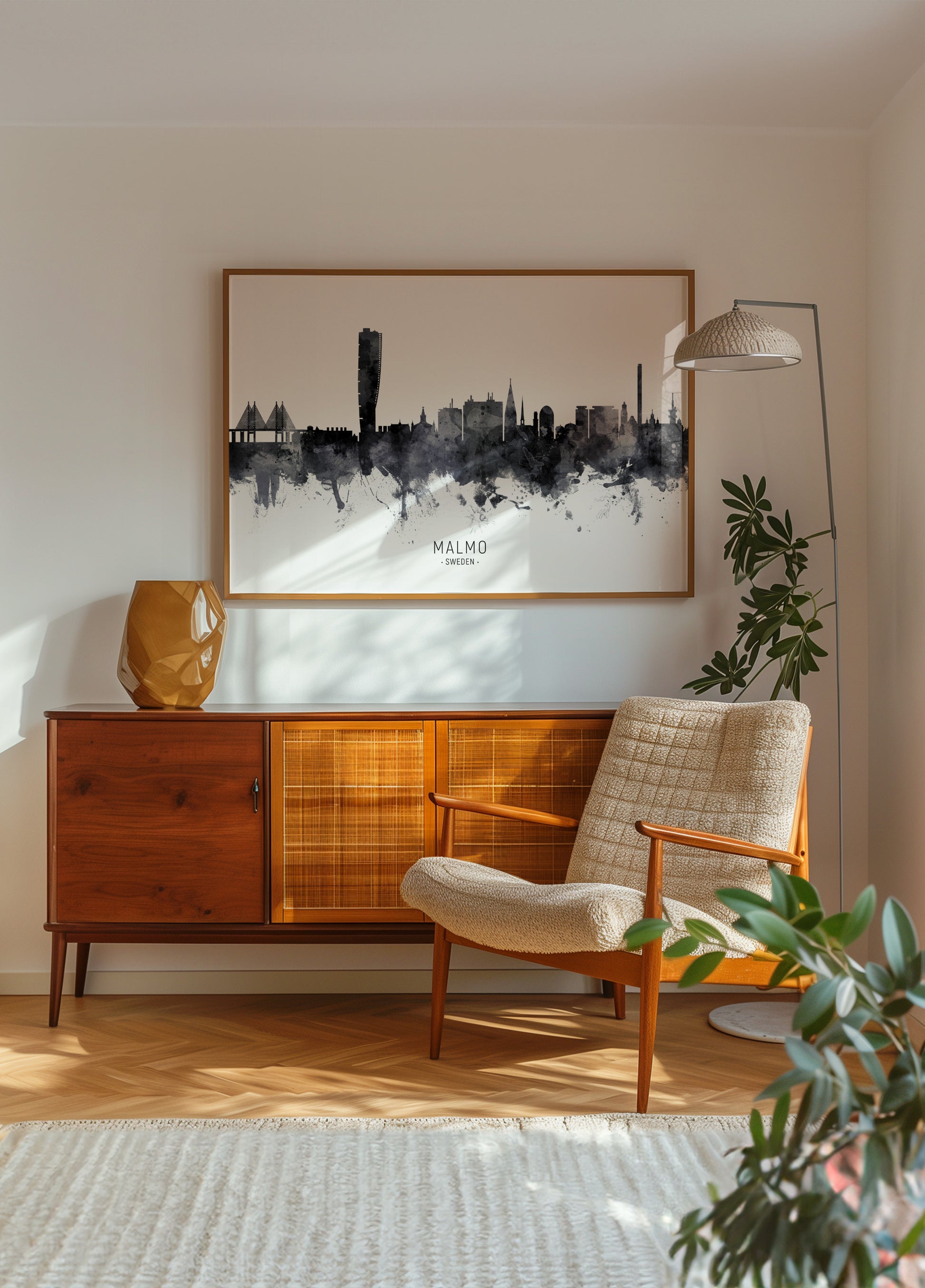 Malmö Skyline akvarelli