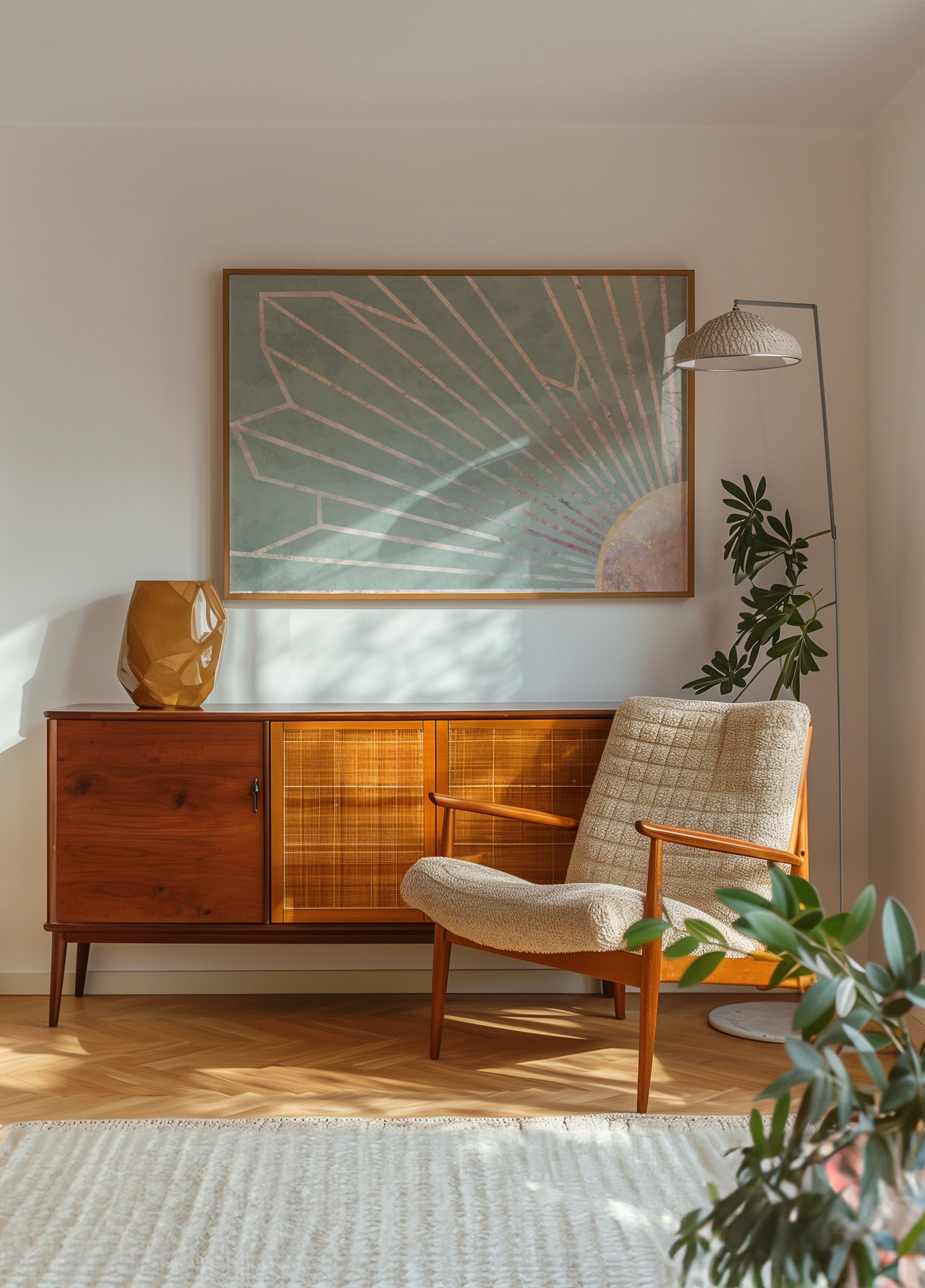 Tyylikäs geometrinen auringonpurkaus