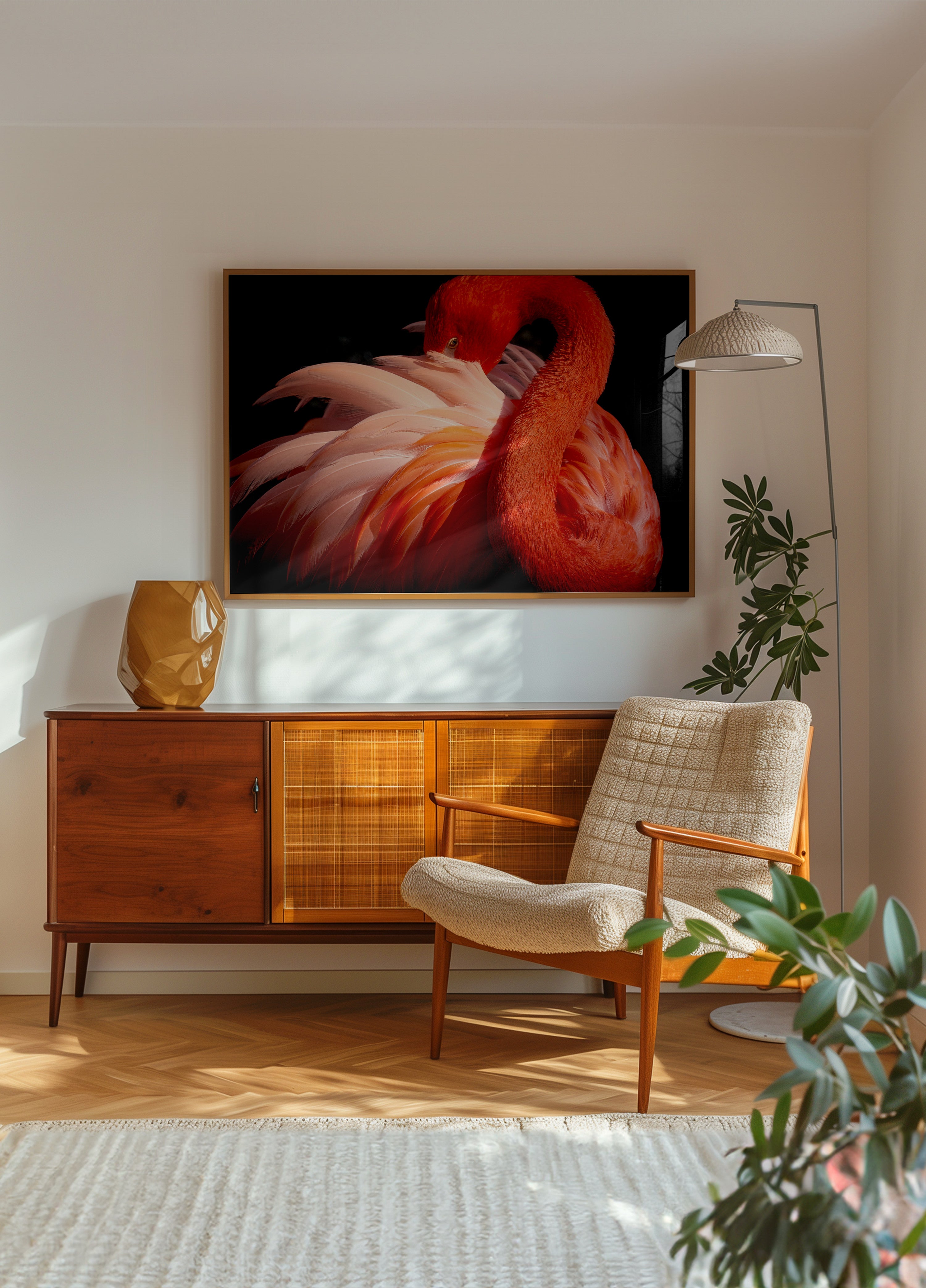 Tyylikäs vaaleanpunainen flamingo
