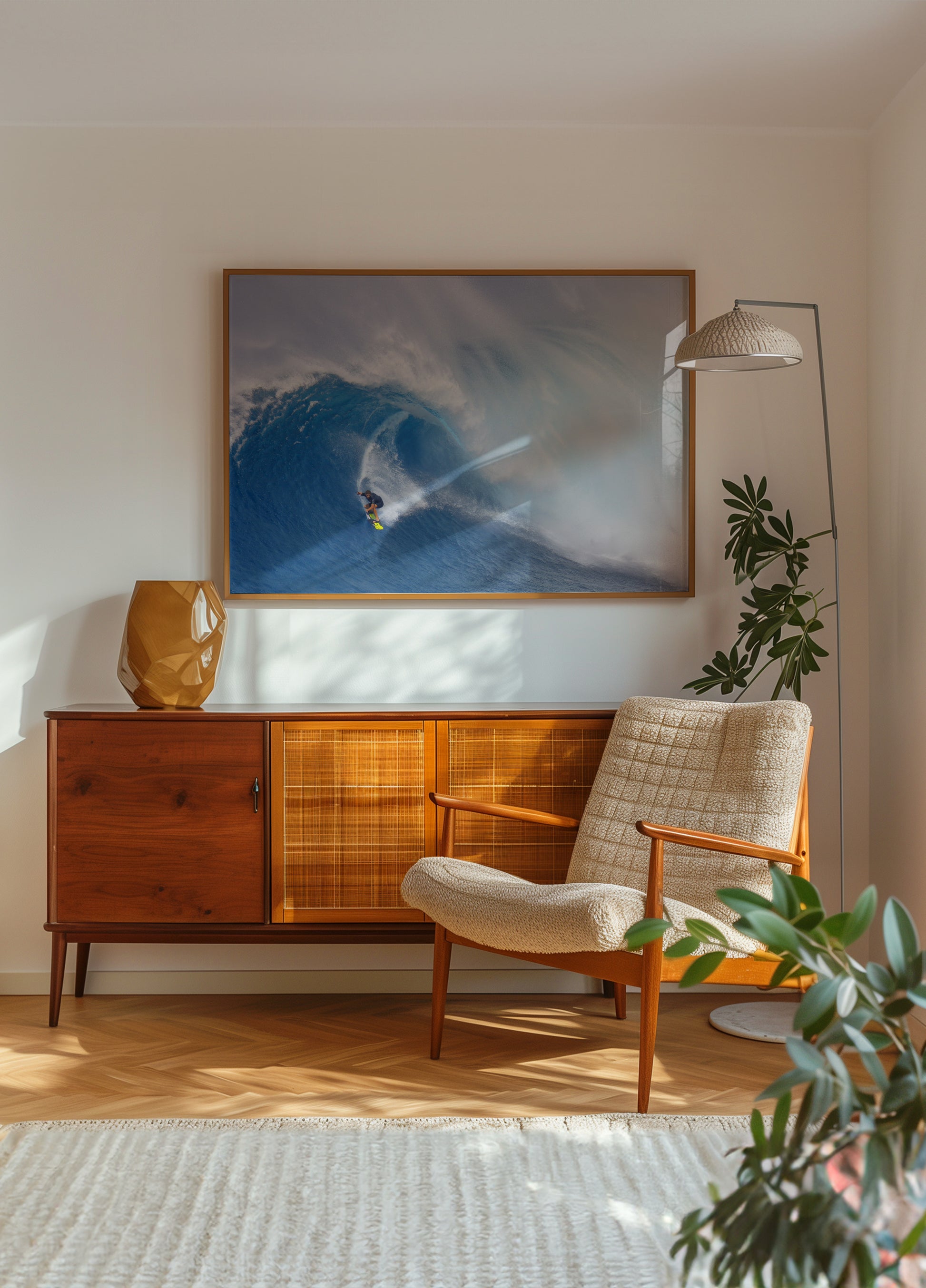 Surffaaja ratsastaa isolla aallolla