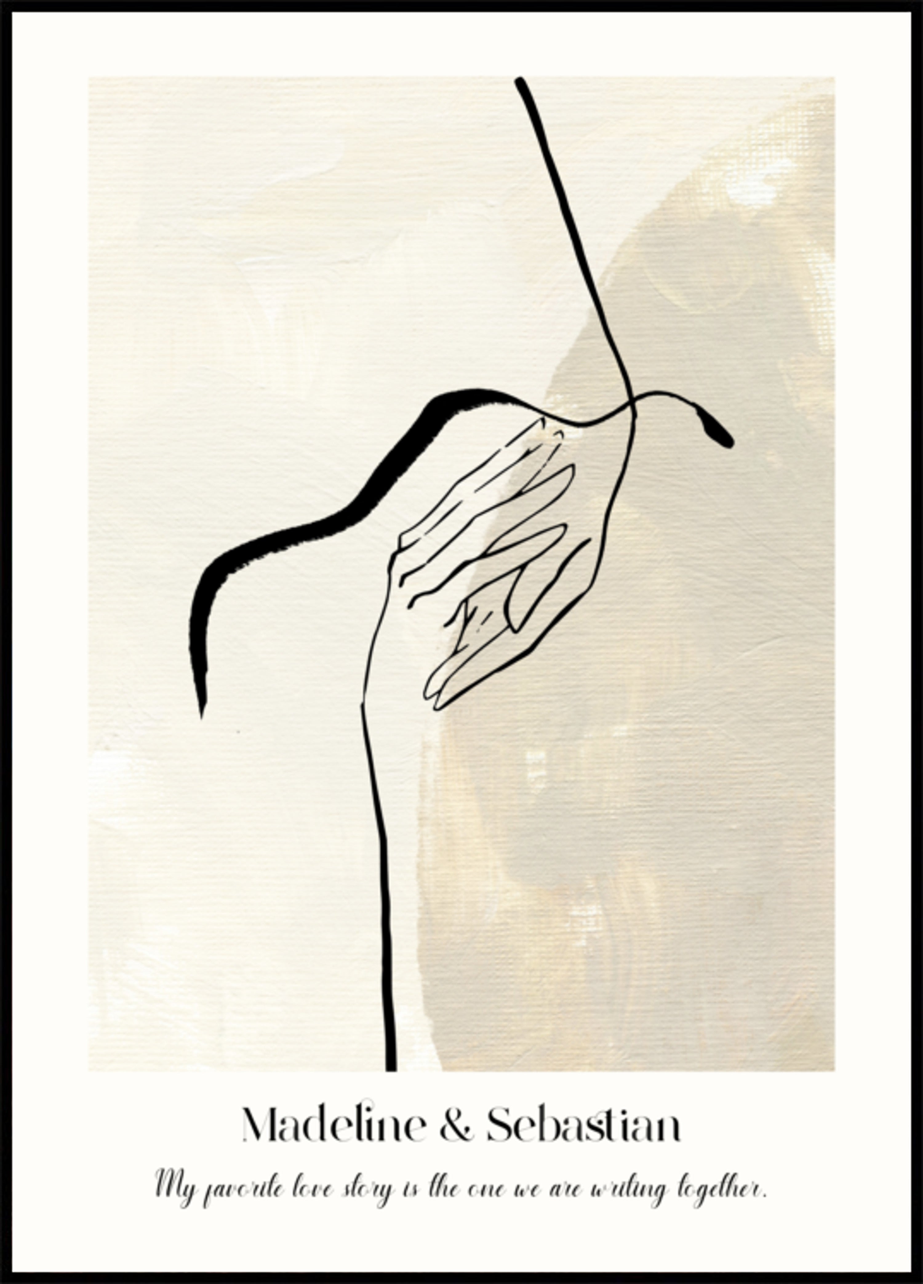Minimalistinen abstrakti Love Line Art -juliste