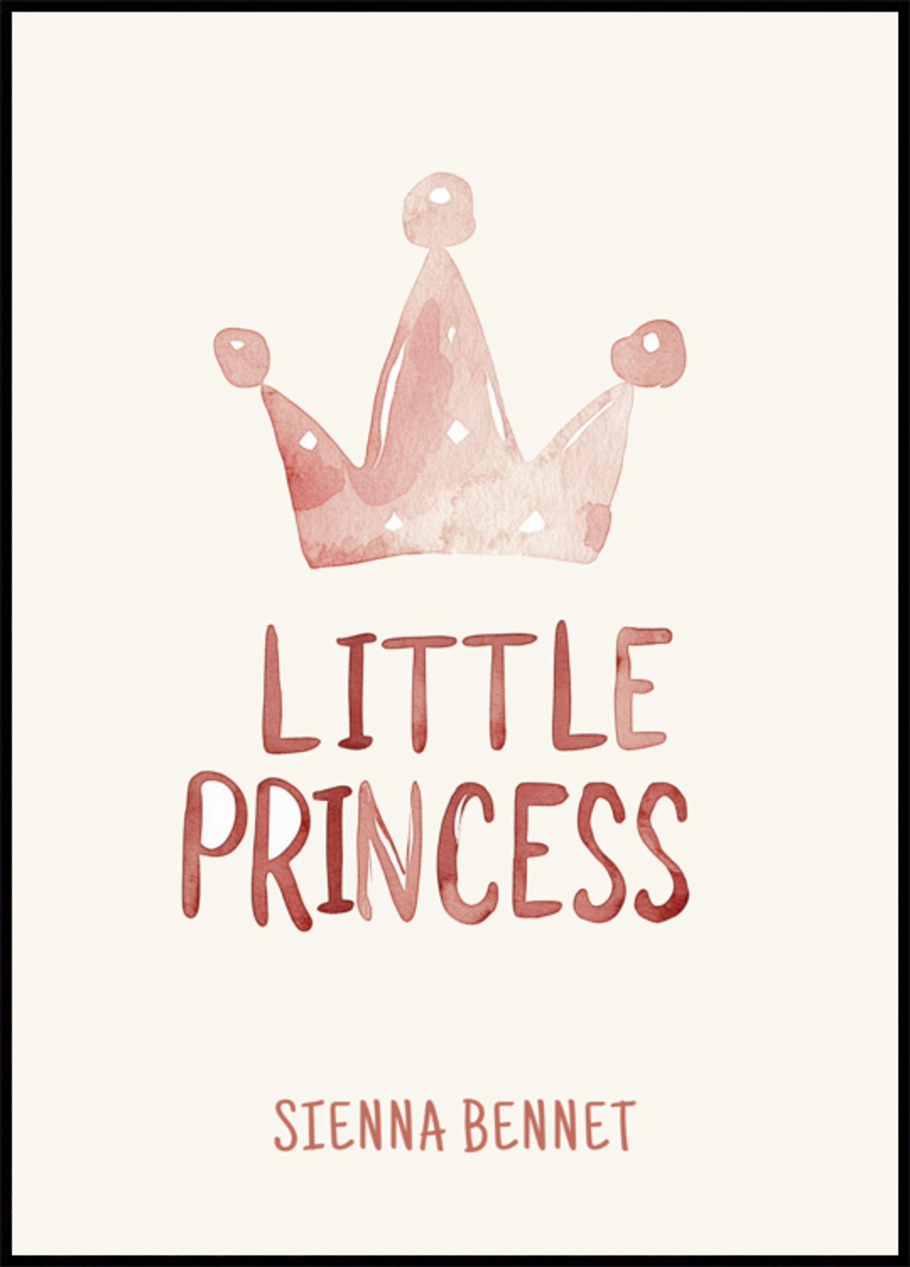 Akvarellimaalaus kruunulla pienelle prinsessalle