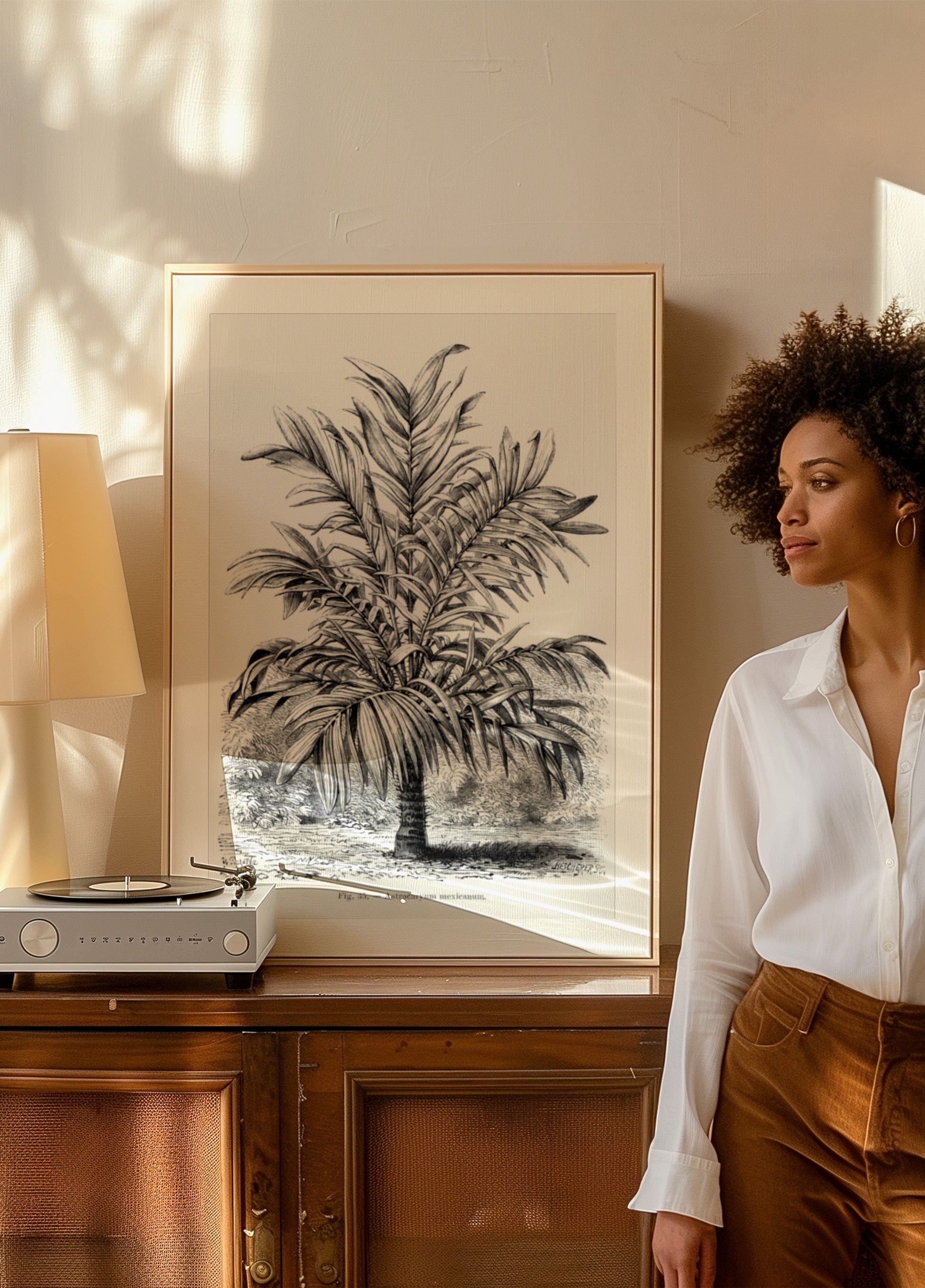 Vintage Palm Tree Piirustus Ix