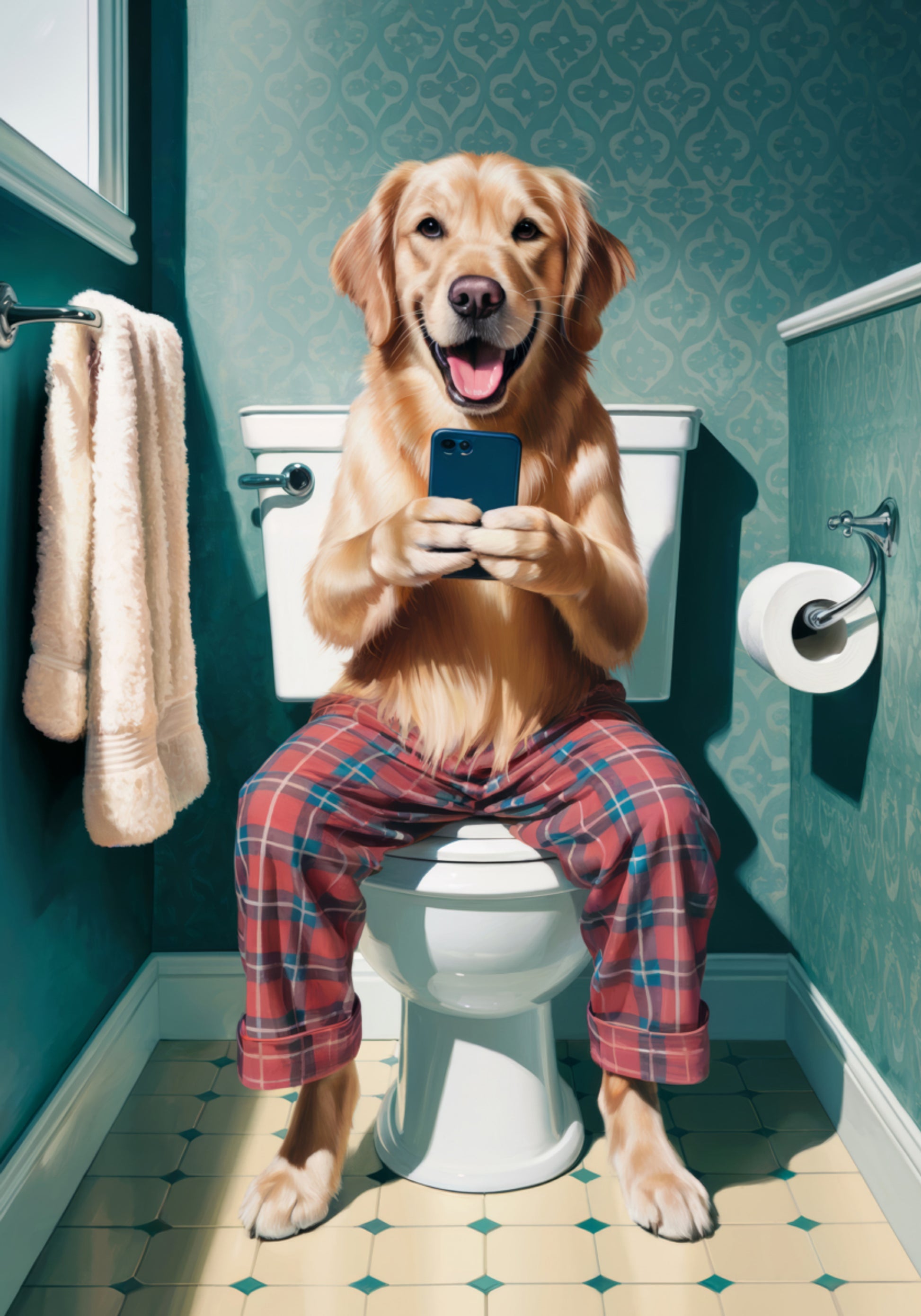 Hauska koira wc:ssä