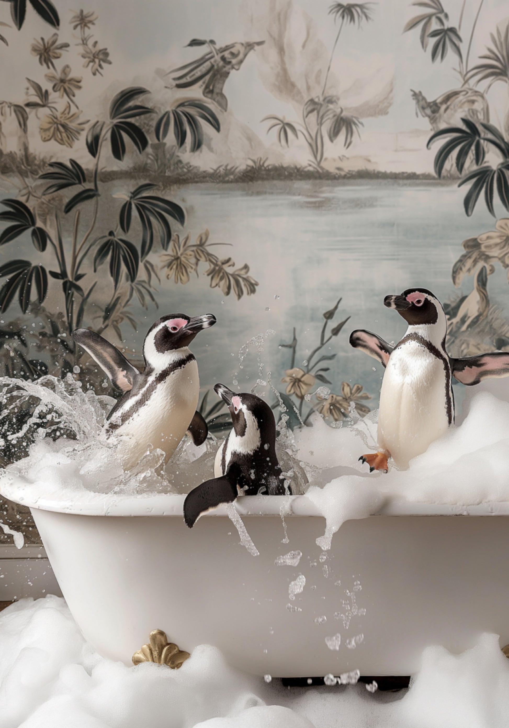 Leikkisä Penguins Bubble Bath