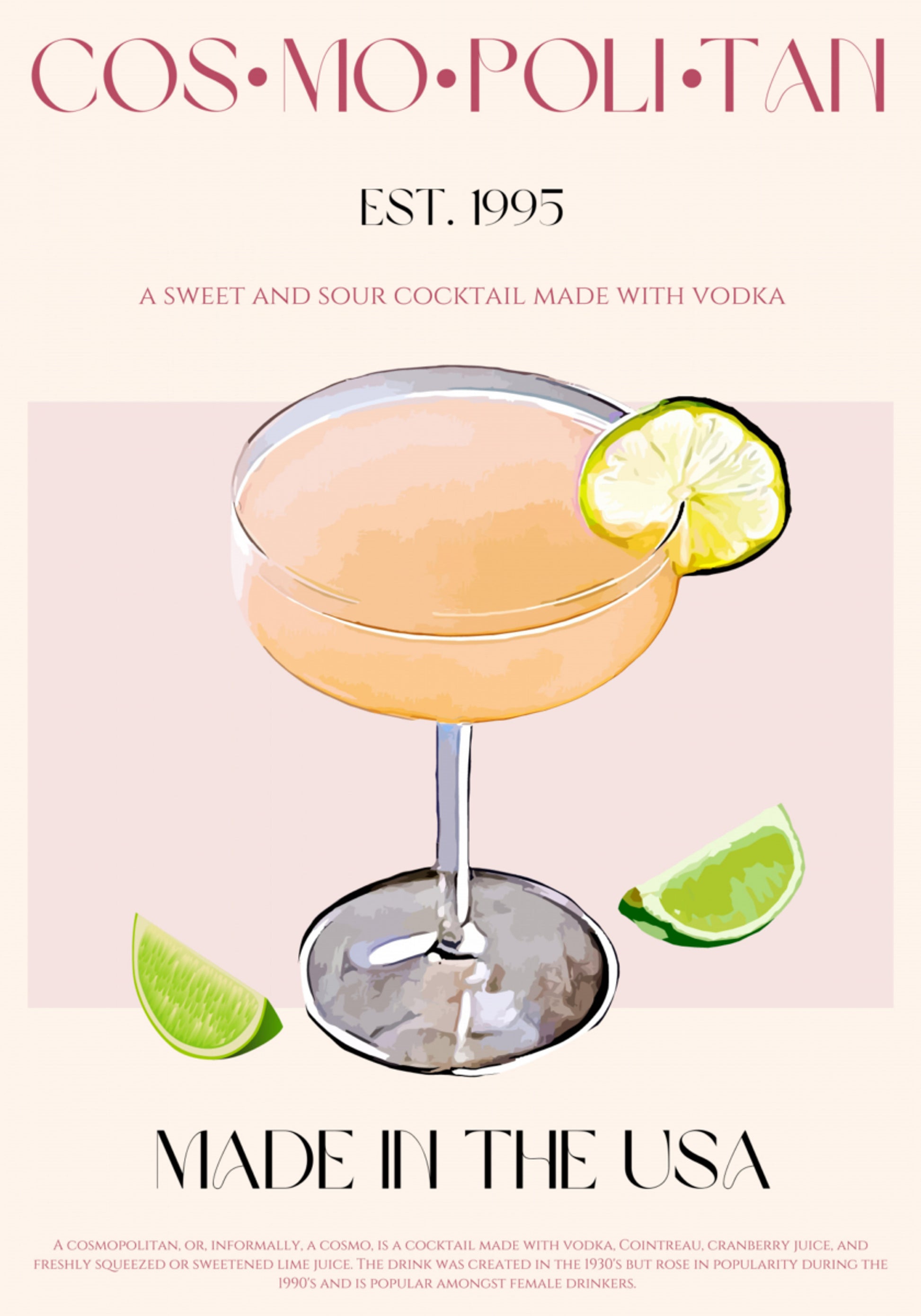 Kosmopoliittinen cocktail limetillä