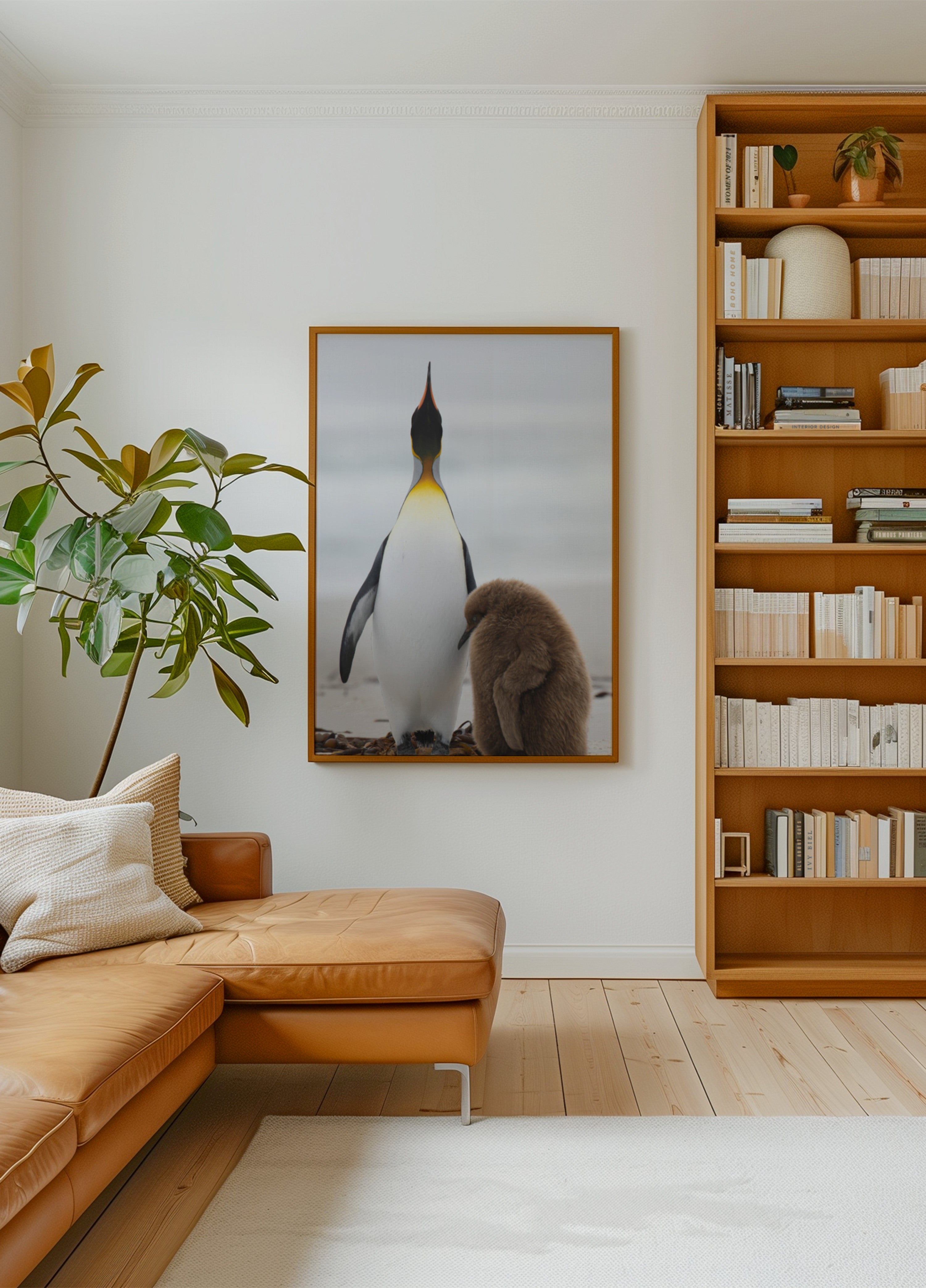 Pingviiniperhe rannalla